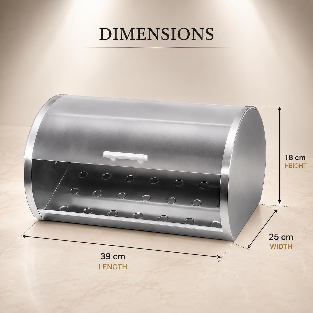 GURUBHAI EQUIPMENTS Roll Top Bread Box for Kitchen Countertop | Large Bread Storage Bin with Smooth Sliding Lid Keeps Bread Fresh | Modern Bread Box for Cafes & Bakeries
