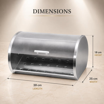GURUBHAI EQUIPMENTS Roll Top Bread Box for Kitchen Countertop | Large Bread Storage Bin with Smooth Sliding Lid Keeps Bread Fresh | Modern Bread Box for Cafes & Bakeries