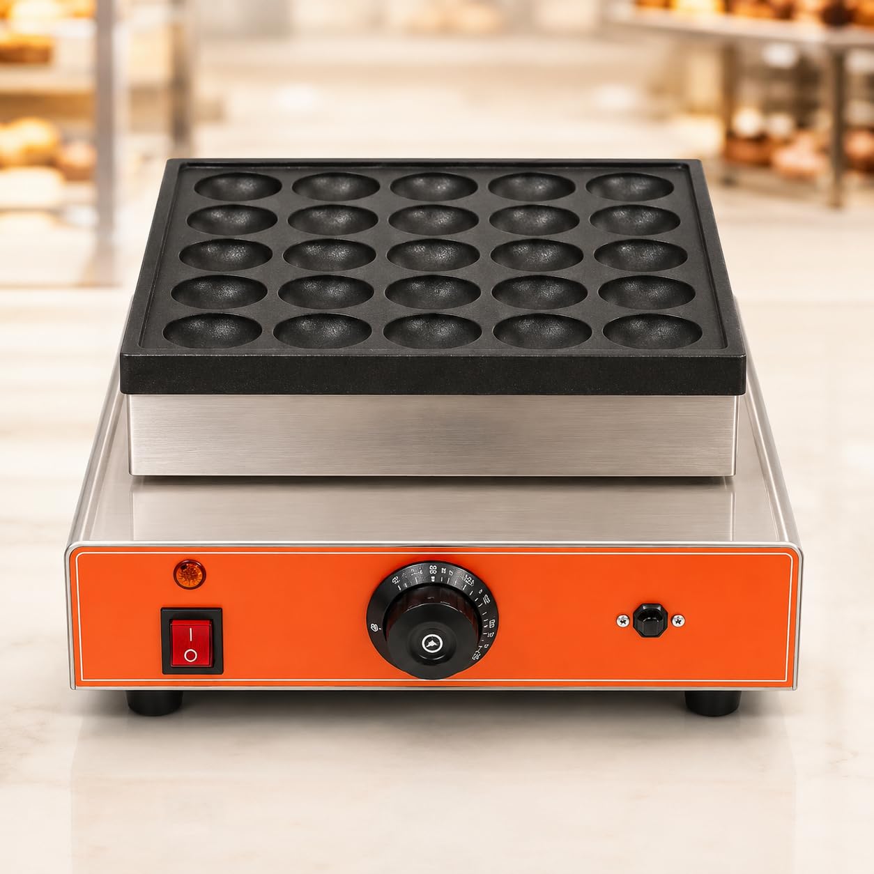 Gurubhai Equipments Commercial Mini Pancake Maker, Electric Dutch Pancake Machine with Multi Cavity Plate, Fast Heating Baker for Cafe Restaurant