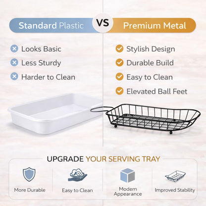 Gurubhai Equipments Metal Wire Serving Basket with Handle | Snack & French Fries Serving Tray | Restaurant Tabletop Bread & Fries Basket for Home, Cafe & Hotel