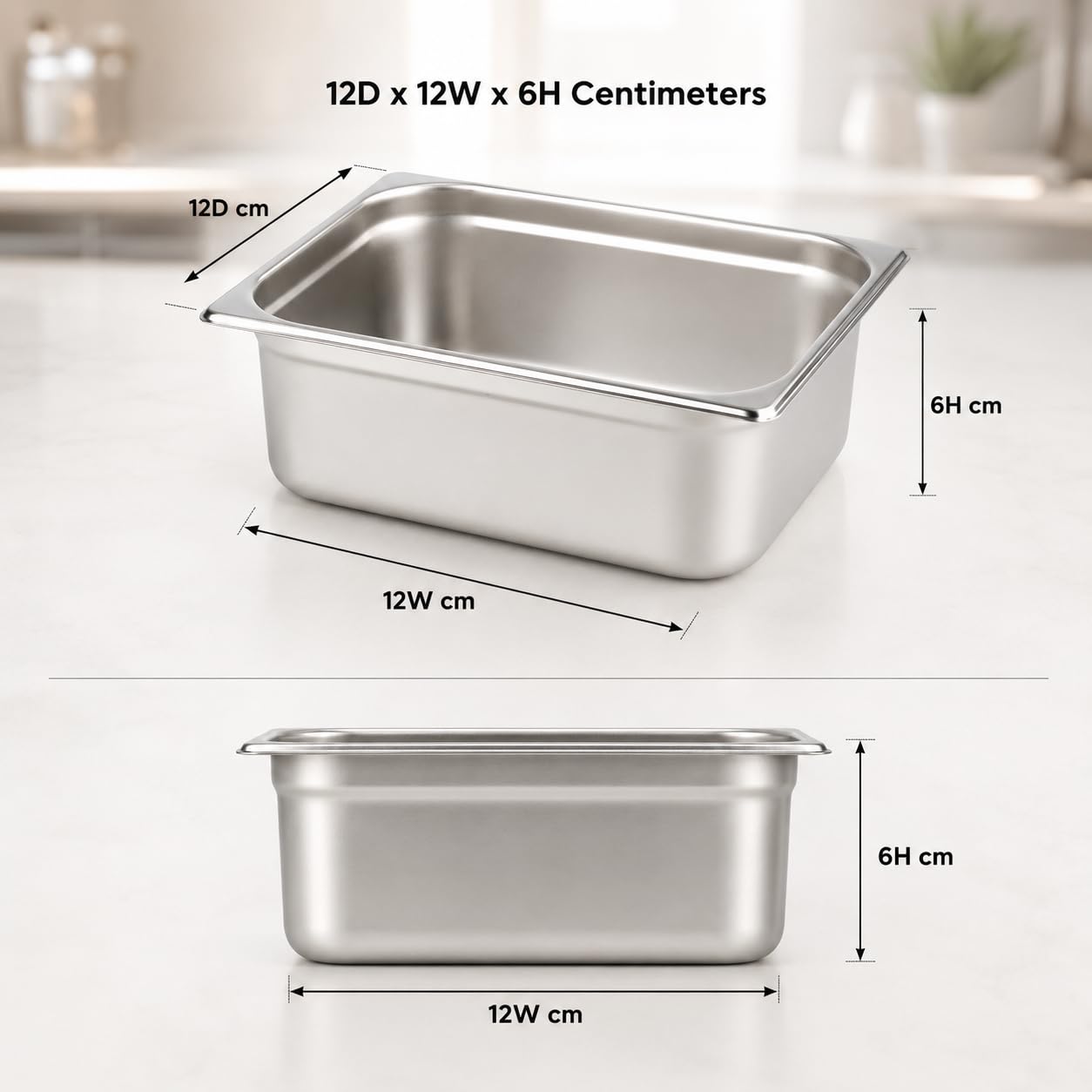 GURUBHAI EQUIPMENTS Gn Pan Food Container 1/2 100mm (4" Deep) Stainless Steel Gastronorm Pan with Lid-(Set of 1) – Easy-to-Clean Food Storage Solution for Commercial Kitchens, Catering use
