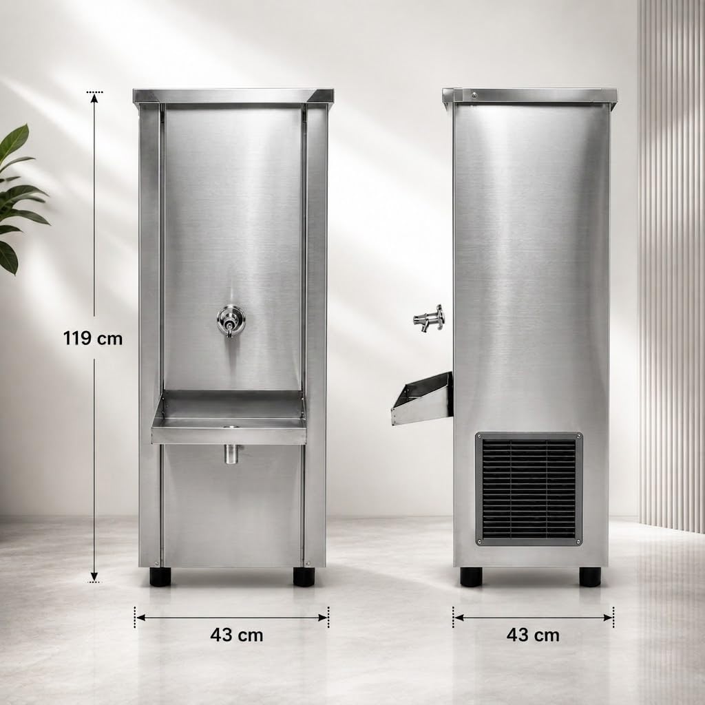 Gurubhai Equipments 40L Stainless Steel Water Cooler | Commercial Drinking Water Cooler Machine | Heavy Duty Electric Water Cooler for Office, School & Restaurant