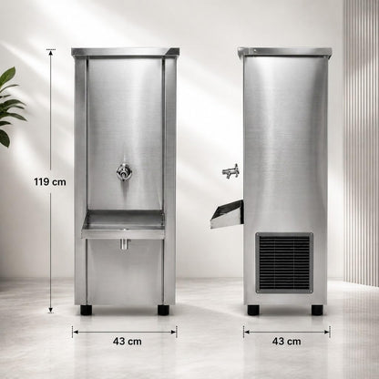 Gurubhai Equipments 40L Stainless Steel Water Cooler | Commercial Drinking Water Cooler Machine | Heavy Duty Electric Water Cooler for Office, School & Restaurant