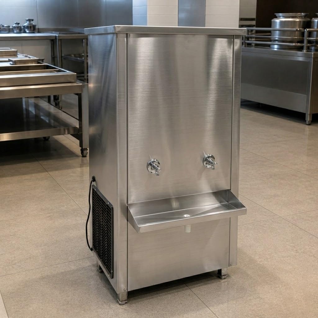 Gurubhai Equipments 40L Stainless Steel Water Cooler | Commercial Drinking Water Cooler Machine | Heavy Duty Electric Water Cooler for Office, School & Restaurant