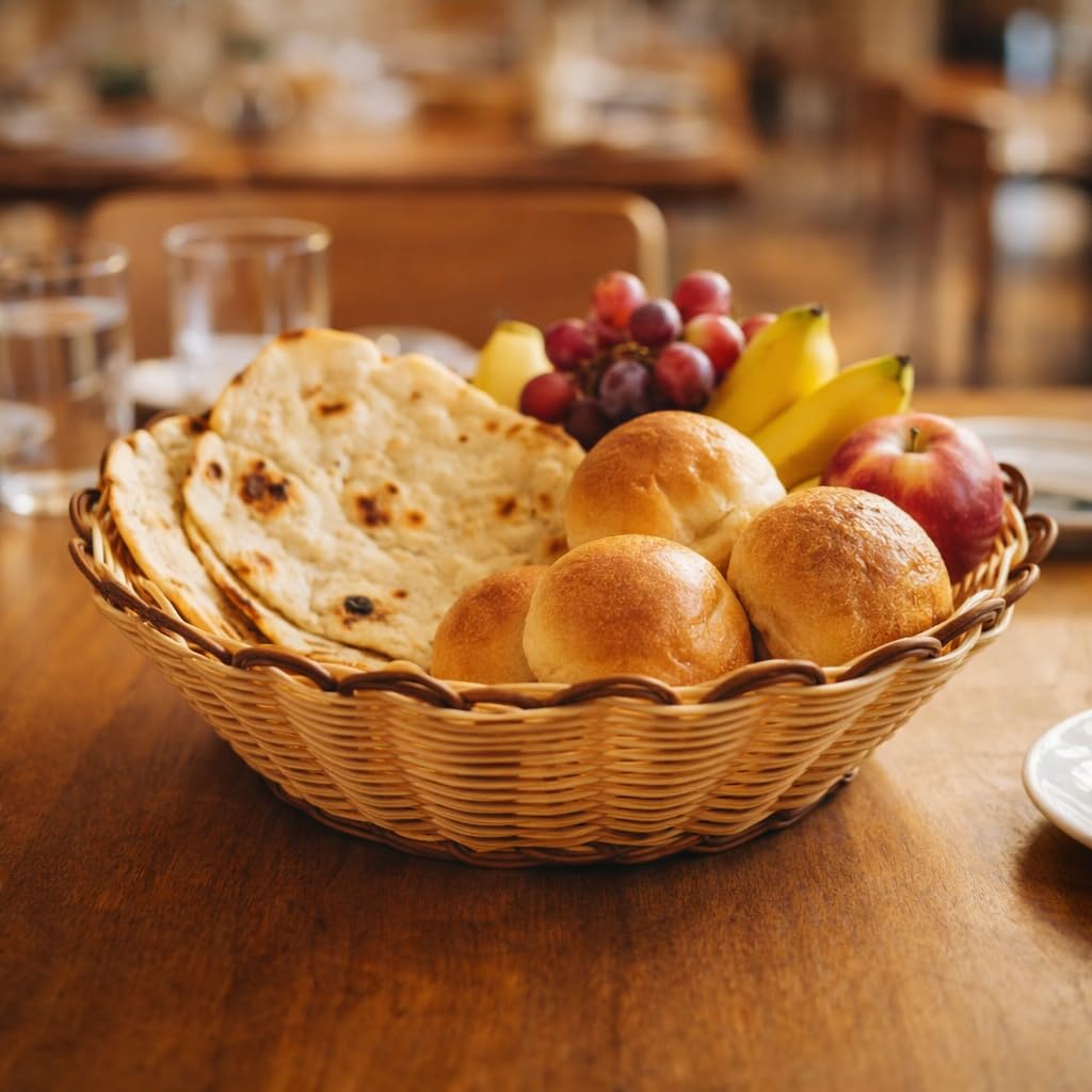 Gurubhai Equipments Wicker Basket with Handle, Handwoven Storage and Carry Basket for Home, Kitchen, Laundry and Gift Hampers