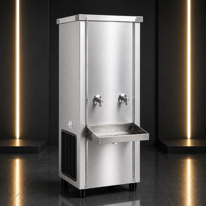 Gurubhai Equipments 100L Stainless Steel Water Cooler | Commercial Drinking Water Cooler Machine | Heavy Duty Electric Water Cooler for Office, School & Restaurant