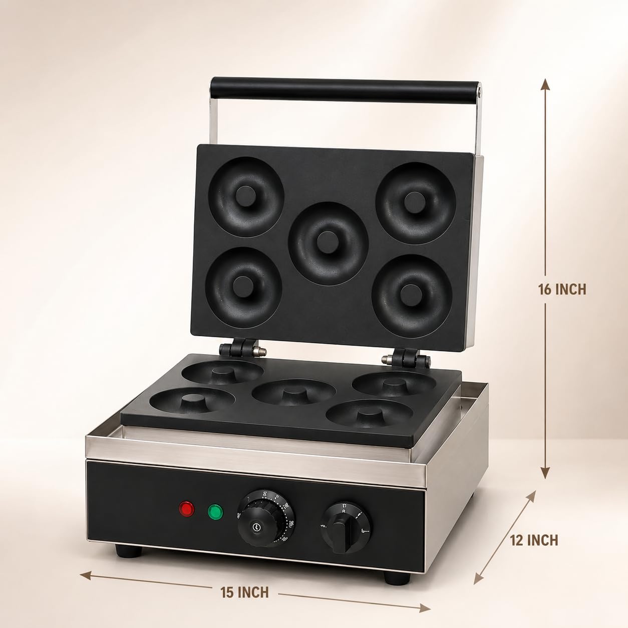 Gurubhai Equipments Donut Waffle Machine, Commercial Electric Waffle Maker Machine, Professional Donut Waffle Baker for Cafe Bakery Restaurant