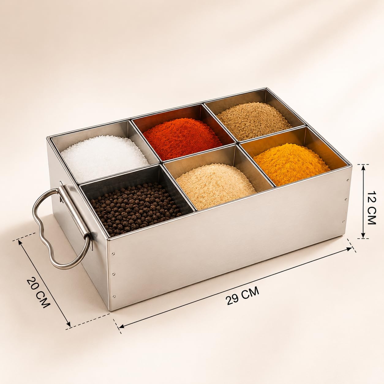 GURUBHAI EQUIPMENTS Stainless Steel Masala Peti | Compartments Spice Box | Masala Container | Spice Box for Kitchen, Restaurant & Hotel use