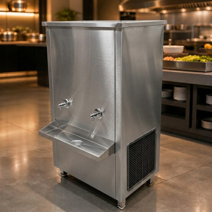 Gurubhai Equipments 150L Stainless Steel Water Cooler | Commercial Drinking Water Cooler Machine | Heavy Duty Electric Water Cooler for Office, School & Restaurant