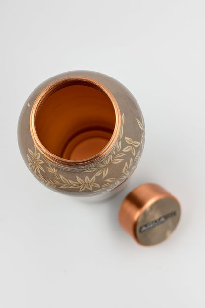 GURUBHAI EQUIPMENTS Pure Copper Water Bottle – 1L Capacity with Printed Design for Ayurvedic Benefits, Health, Yoga & Daily Hydration | Leak-Proof & Eco-Friendly