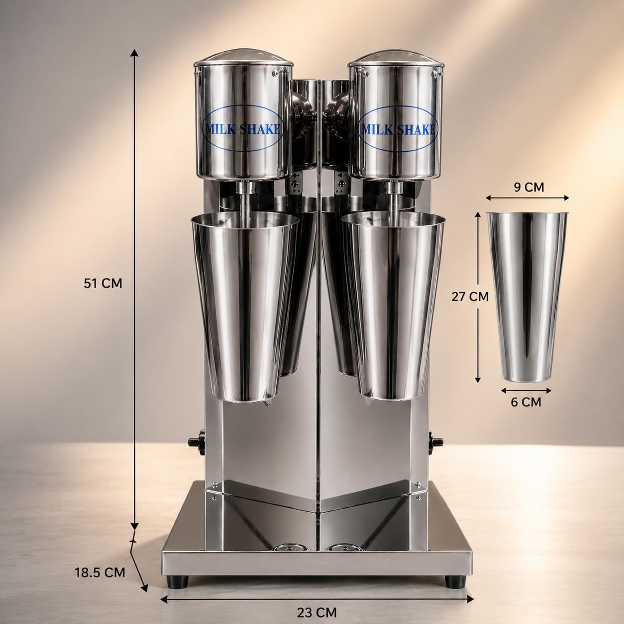 Gurubhai Equipments Commercial Milkshake Maker | Heavy-Duty Double Mixer | Electric Blender Machine with Mixing Cups for Milkshakes, Smoothies, and Drinks