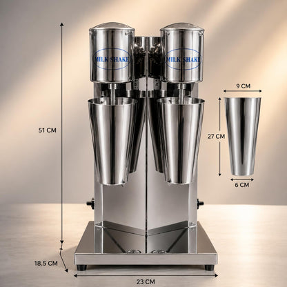 Gurubhai Equipments Commercial Milkshake Maker | Heavy-Duty Double Mixer | Electric Blender Machine with Mixing Cups for Milkshakes, Smoothies, and Drinks
