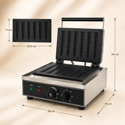 Commercial 6-Lolly Electric Waffle Maker with Timer & Temperature Control 16x38 - product view 3