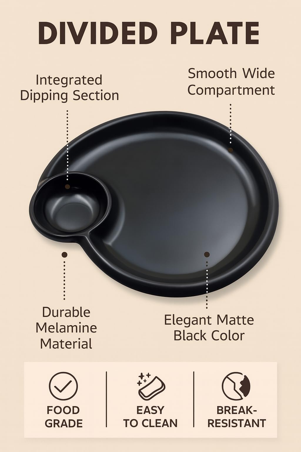 GURUBHAI EQUIPMENTS Melamine Serving Platter – Set of 6 | Unbreakable Bat Platter/Trays for French Fries, Momos, Rolls, Snacks & Desserts | Stylish & Durable Platters for Home, Cafés & Restaurants