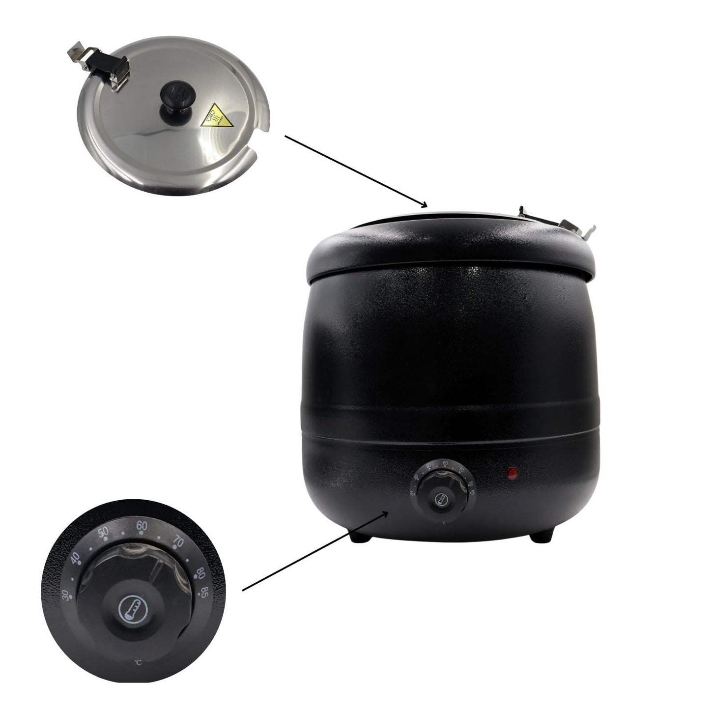Gurubhai Equipments Electric Soup Kettle Warmer, 10 Liter, Soup Warmer, Soup Tureen for Catering, Restaurants, Buffets, and Food Service Businesses Ideal for Keeping Soups, Sauces, and Stews Warm