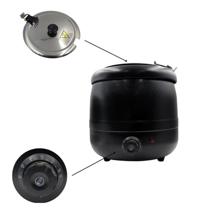 Gurubhai Equipments Electric Soup Kettle Warmer, 10 Liter, Soup Warmer, Soup Tureen for Catering, Restaurants, Buffets, and Food Service Businesses Ideal for Keeping Soups, Sauces, and Stews Warm
