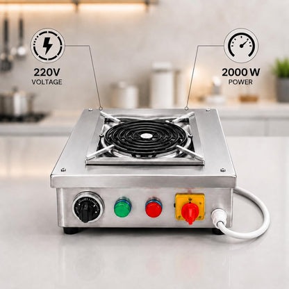 Gurubhai Equipment Commercial Induction Cooktop | Induction Stove with Temperature Control | Heavy Duty Induction Cooker for Restaurant, Hotel & Catering Kitchen (SS-IND-2000W)
