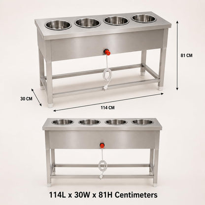 Gurubhai Equipments Electric Bain Marie Commercial Food Warmer Steam Table Buffet Counter for Restaurant Catering