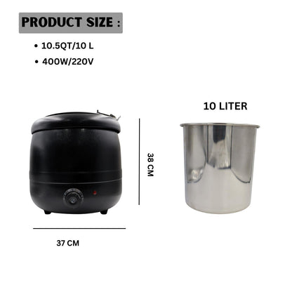 Gurubhai Equipments Electric Golden Soup Kettle Warmer, 10 Liter – Soup Warmer Tureen for Catering, Restaurants & Buffets, Ideal for Keeping Soups, Stews & Hot Foods Warm
