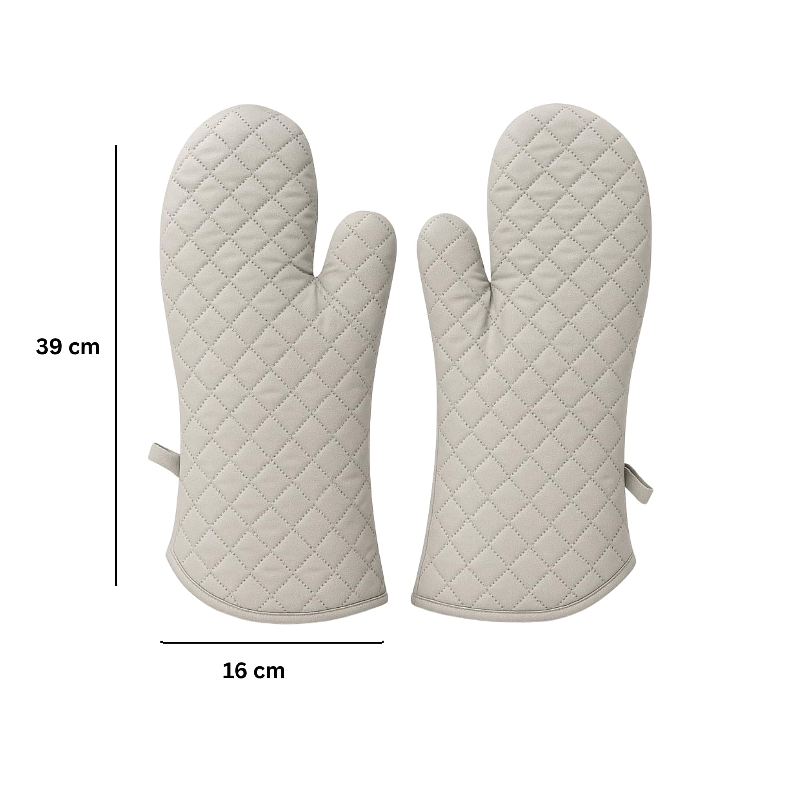 Gurubhai Equipments Oven Mitts/Oven Gloves – Heat Resistant Quilted Cotton Oven Glove for Kitchen | Extra Thick, Non-Slip Hand Gloves for Baking, Cooking & BBQ – Grey (1 Pair)