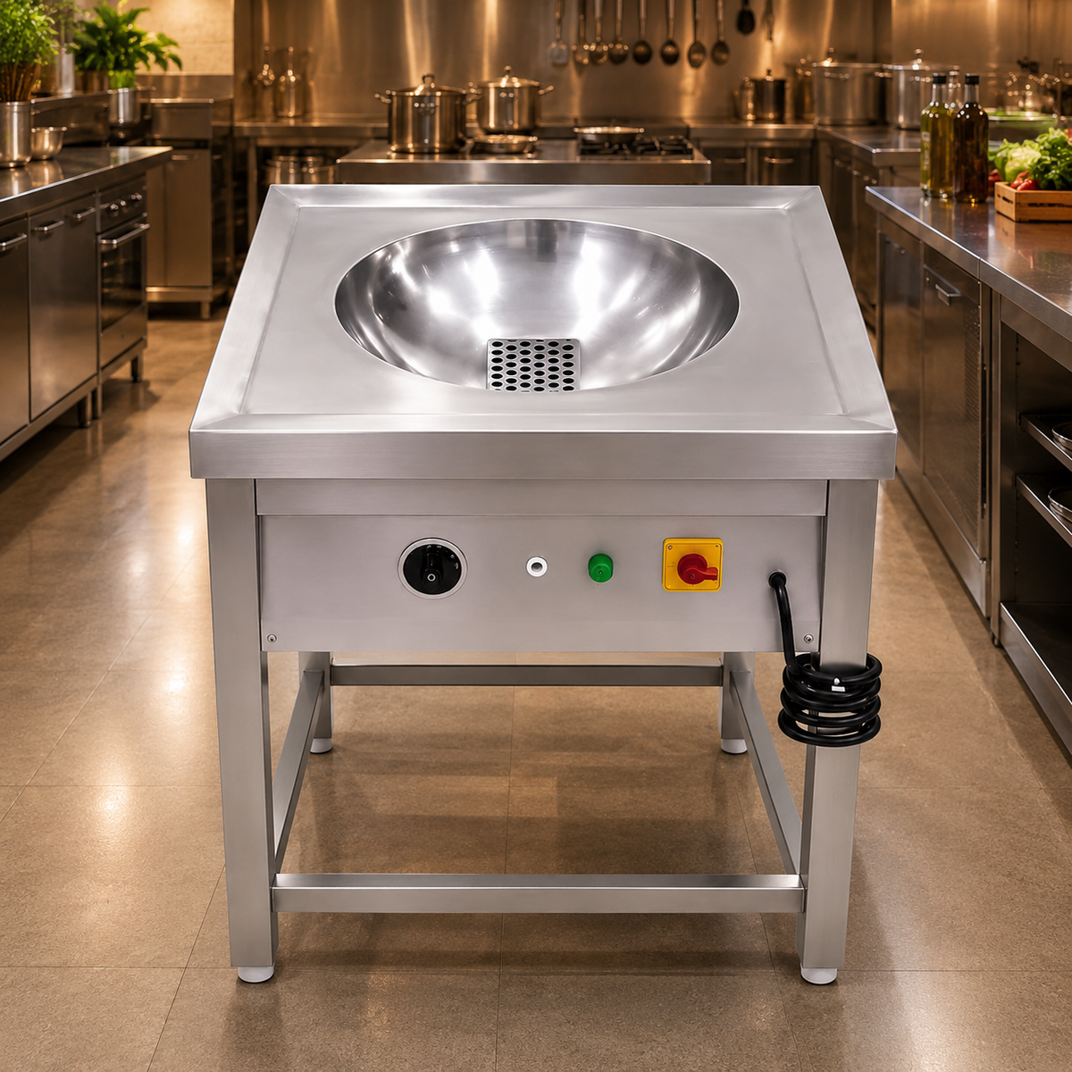 Commercial Electric Kadai with Drainage 24x24