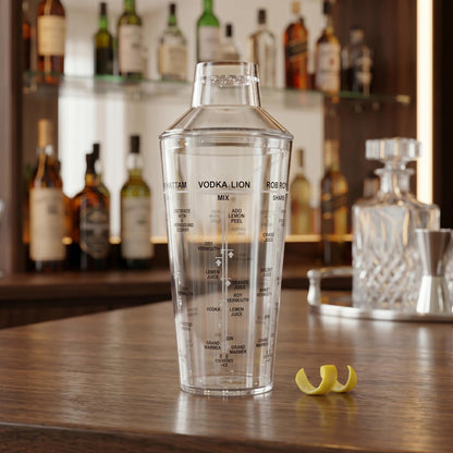 Gurubhai Equipments ABS Cocktail Shaker with Built-in Strainer & Leakproof Seal Clear Cocktail Mixer for Margaritas Martinis Mocktails Home Bar Accessories