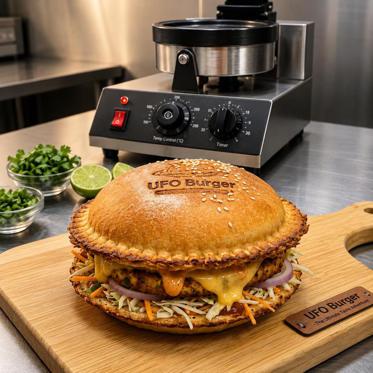 Gurubhai Equipments Burger Press Maker Machine, Commercial Hamburger Patty Press, Heavy Duty Patty Mould Maker for Restaurant Cafe Kitchen