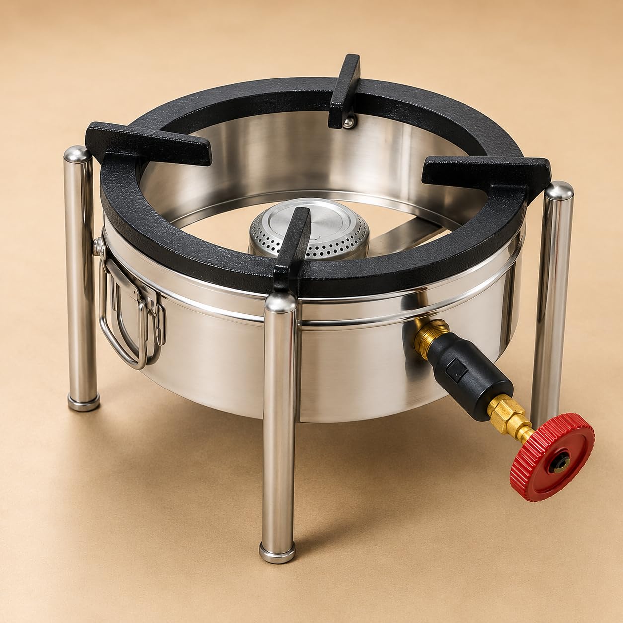 Gurubhai Equipments Round Catering Burner Heavy Duty LPG Gas Stove Stainless Steel Commercial Cooktop for Hotel Restaurant Catering Kitchen