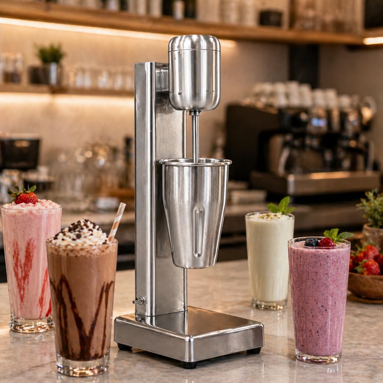 Gurubhai Equipments Commercial Milkshake Maker | Heavy-Duty Double Mixer | Electric Blender Machine with Mixing Cups for Milkshakes, Smoothies, and Drinks