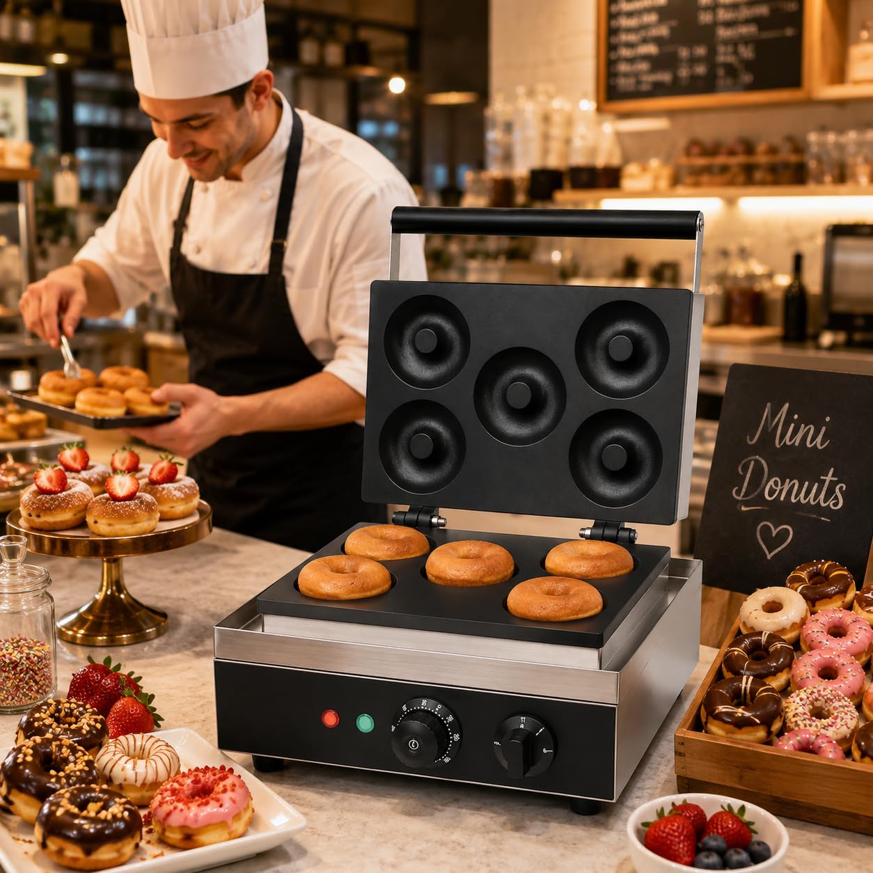 Gurubhai Equipments Commercial Waffle Maker Machine, Electric Belgian Waffle Baker, Professional Waffle Machine for Cafe Bakery Restaurant Food Stall