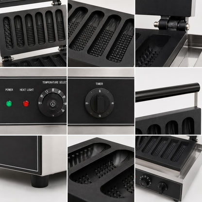 Gurubhai Equipments Corn Hot Dog Waffle Machine, Commercial Electric Corn Dog Maker, Professional Hot Dog Baker for Cafe Bakery Restaurant