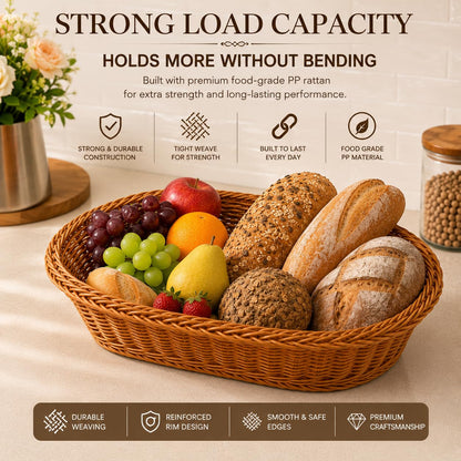 Gurubhai Equipments Wicker Basket with Handle, Handwoven Storage and Carry Basket for Home, Kitchen, Laundry and Gift Hampers