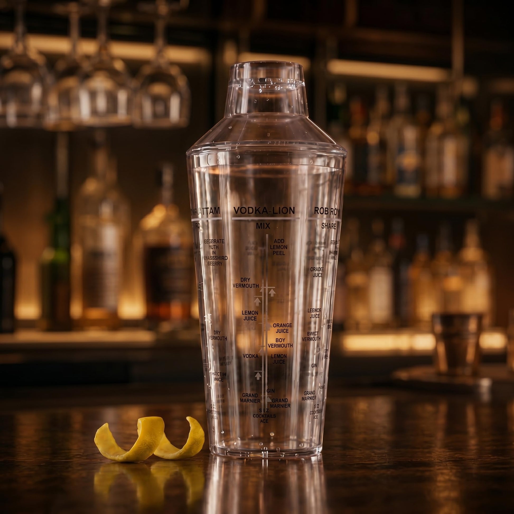 Gurubhai Equipments ABS Cocktail Shaker with Built-in Strainer & Leakproof Seal Clear Cocktail Mixer for Margaritas Martinis Mocktails Home Bar Accessories