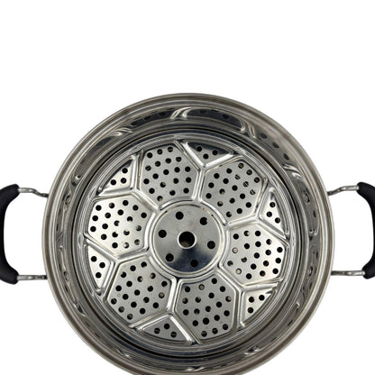 Gurubhai Equipments Stainless Steel Momos Steamer Cooker – 3 Tier, 30 cm with Lid – Multipurpose Steamer for Momos, Modak, Idli & Vegetables – Induction & Gas Stove Compatible – Silver