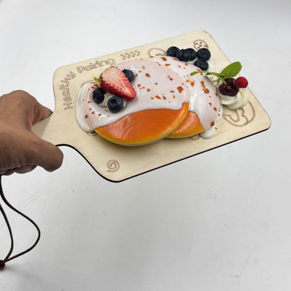 GURUBHAI EQUIPMENTS Artificial Pancake with Berries & Cream – Realistic Fake Food Display Prop for Café Décor, Bakery Showpiece, Photography & Counter Display | Includes Wooden Board