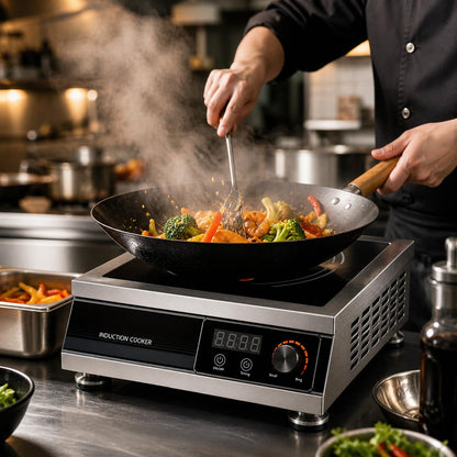 Gurubhai Equipment Commercial Induction Cooktop | Flat Induction Stove with Temperature Control | Heavy Duty Commercial Induction for Restaurant, Hotel & Catering Kitchen