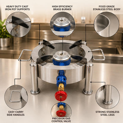 Gurubhai Equipments Round Catering Burner Heavy Duty LPG Gas Stove