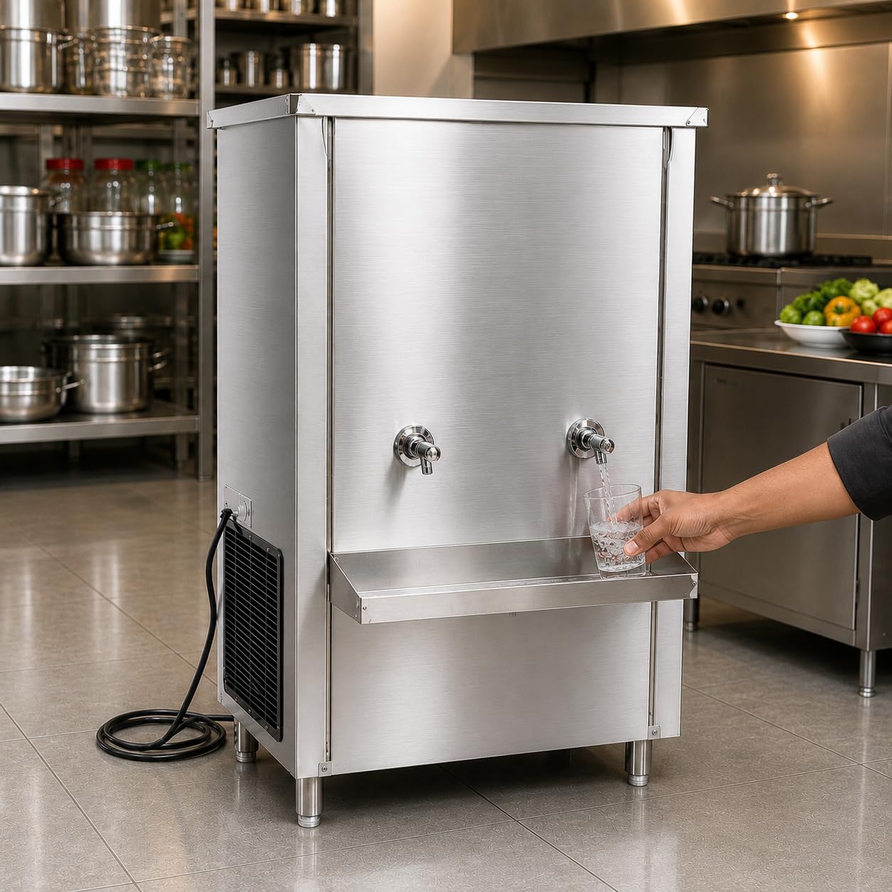 Gurubhai Equipments 200L Stainless Steel Water Cooler | Commercial Drinking Water Cooler Machine | Heavy Duty Electric Water Cooler for Office, School & Restaurant