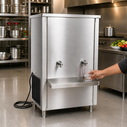 Gurubhai Equipments 200L Stainless Steel Water Cooler | Commercial Drinking Water Cooler Machine | Heavy Duty Electric Water Cooler for Office, School & Restaurant