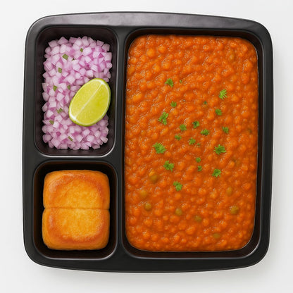 GURUBHAI EQUIPMENTS Melamine Pav Bhaji Plate – Set of 6 Durable Break-Resistant 3-Section Tray for Serving Pav Bhaji, Snacks, Chutneys | Easy-to-Clean Compartment Plate for Restaurants & Home