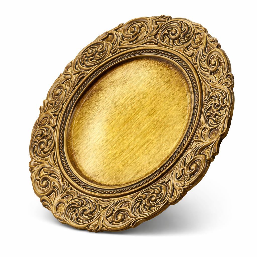 Gurubhai Equipments Round Serving Tray, Multipurpose for Tea, Snacks, Drinks and Food, Home, Kitchen and Party Use (Rectangular with Design)