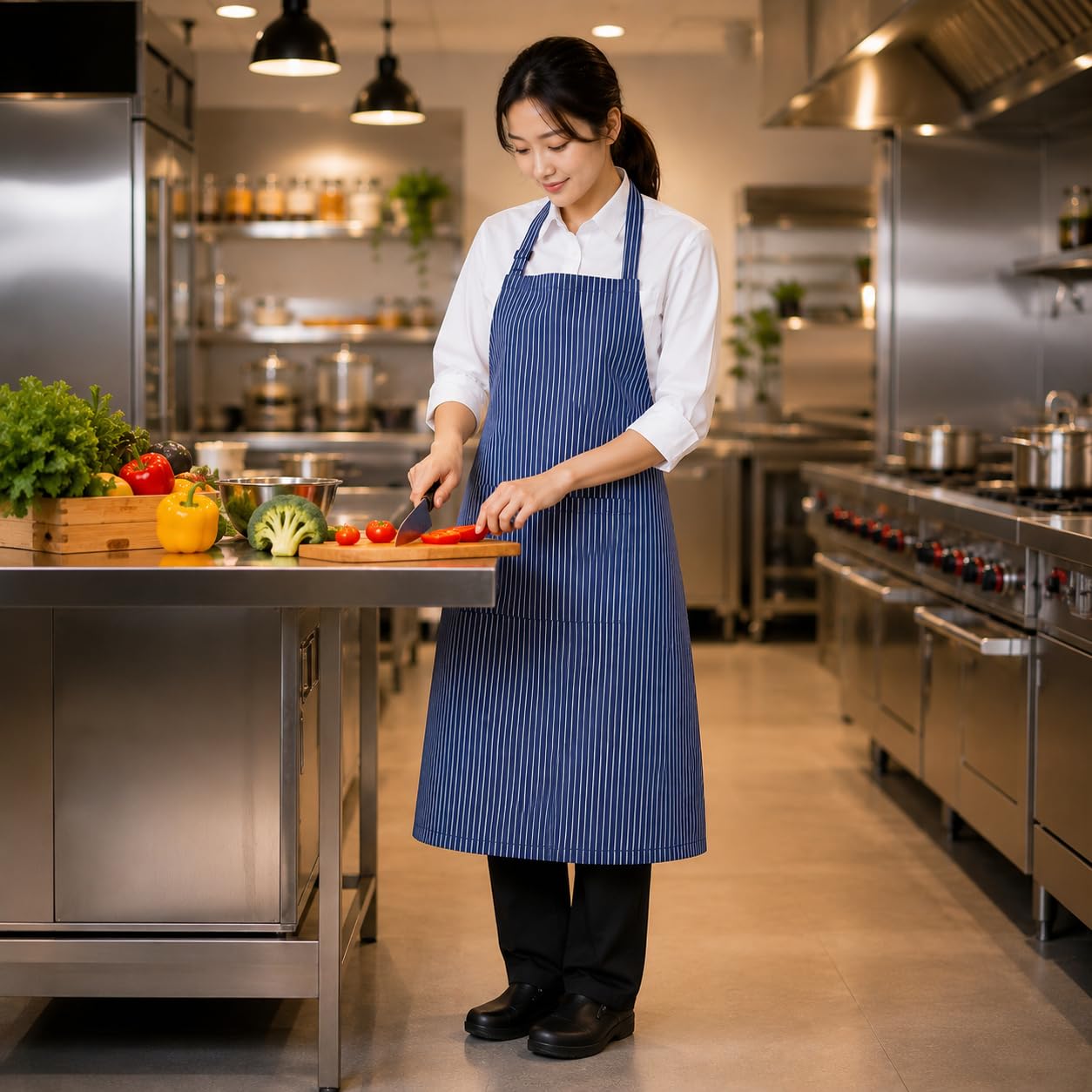 GURUBHAI EQUIPMENTS Chef Apron with Hat Set | Adjustable Kitchen Apron with Front Pocket for Men & Women | Professional Cooking Uniform for Restaurants, Cafés & Catering Use