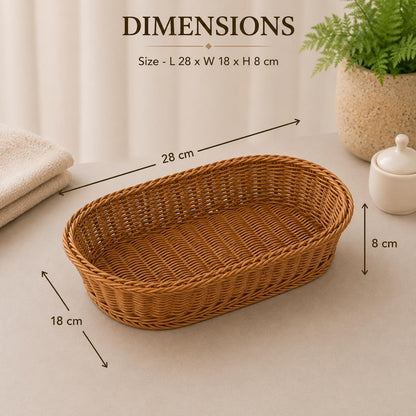Gurubhai Equipments Rattan-Style Bread & Roti Basket – Set of 6 | Oval Woven Serving Basket for Snacks, Bakery Items, Chapati & More | Lightweight & Easy-to-Clean for Homes, Cafés & Restaurants