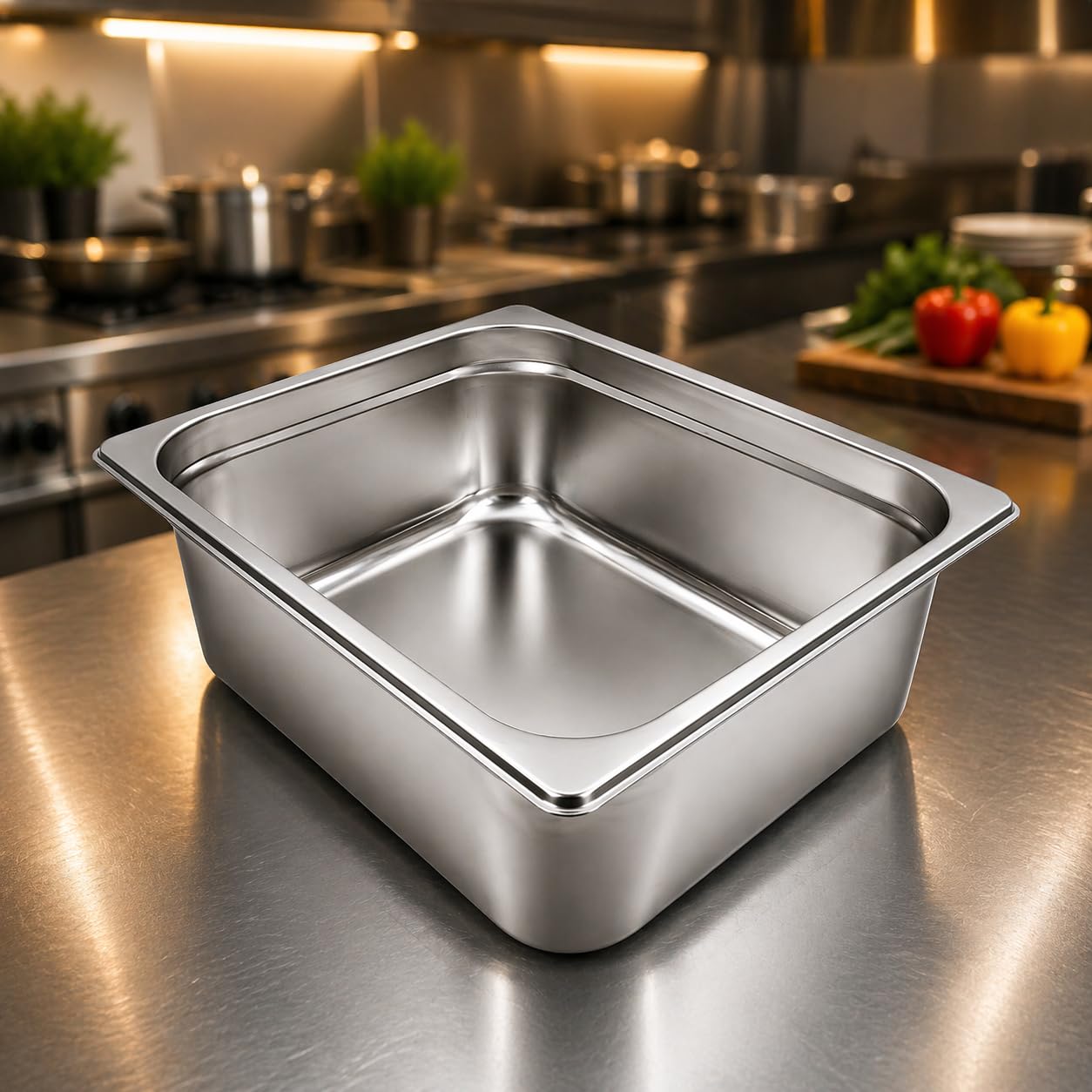 GURUBHAI EQUIPMENTS Gn Pan Food Container 1/2 100mm (4" Deep) Stainless Steel Gastronorm Pan with Lid-(Set of 1) – Easy-to-Clean Food Storage Solution for Commercial Kitchens, Catering use