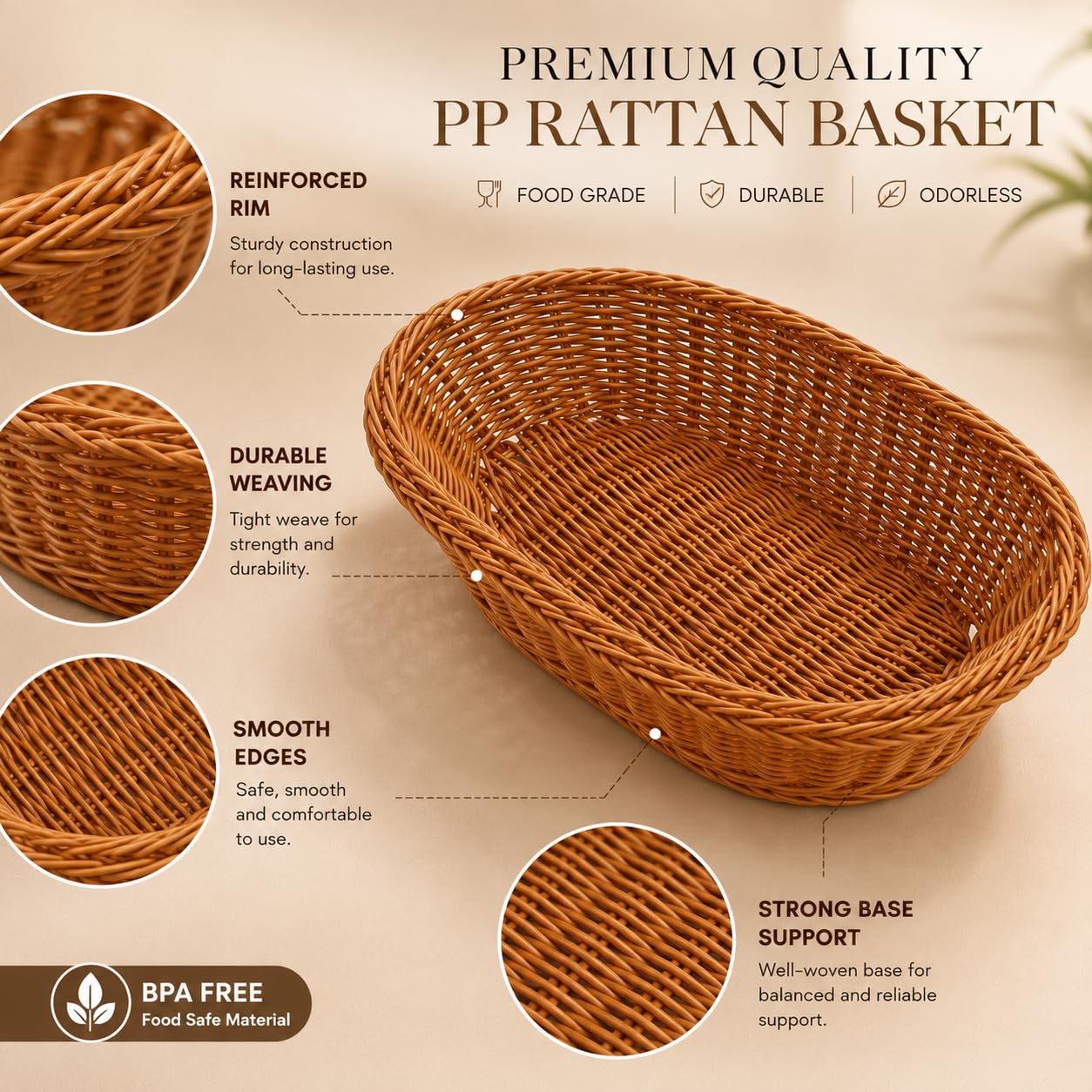 Gurubhai Equipments Wicker Basket with Handle, Handwoven Storage and Carry Basket for Home, Kitchen, Laundry and Gift Hampers