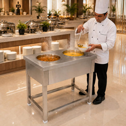 Gurubhai Equipments Electric Bain Marie Commercial Food Warmer Steam Table Buffet Counter for Restaurant Catering