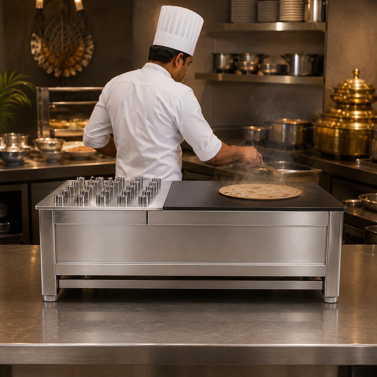 Gurubhai Equipments Stainless Steel Roti Bhatti – Commercial Gas Roti Bhatti for Hotel & Restaurant Use | Heavy-Duty Roti Cooking Bhatti with Bullet Burner for Tandoor & Kitchen Use