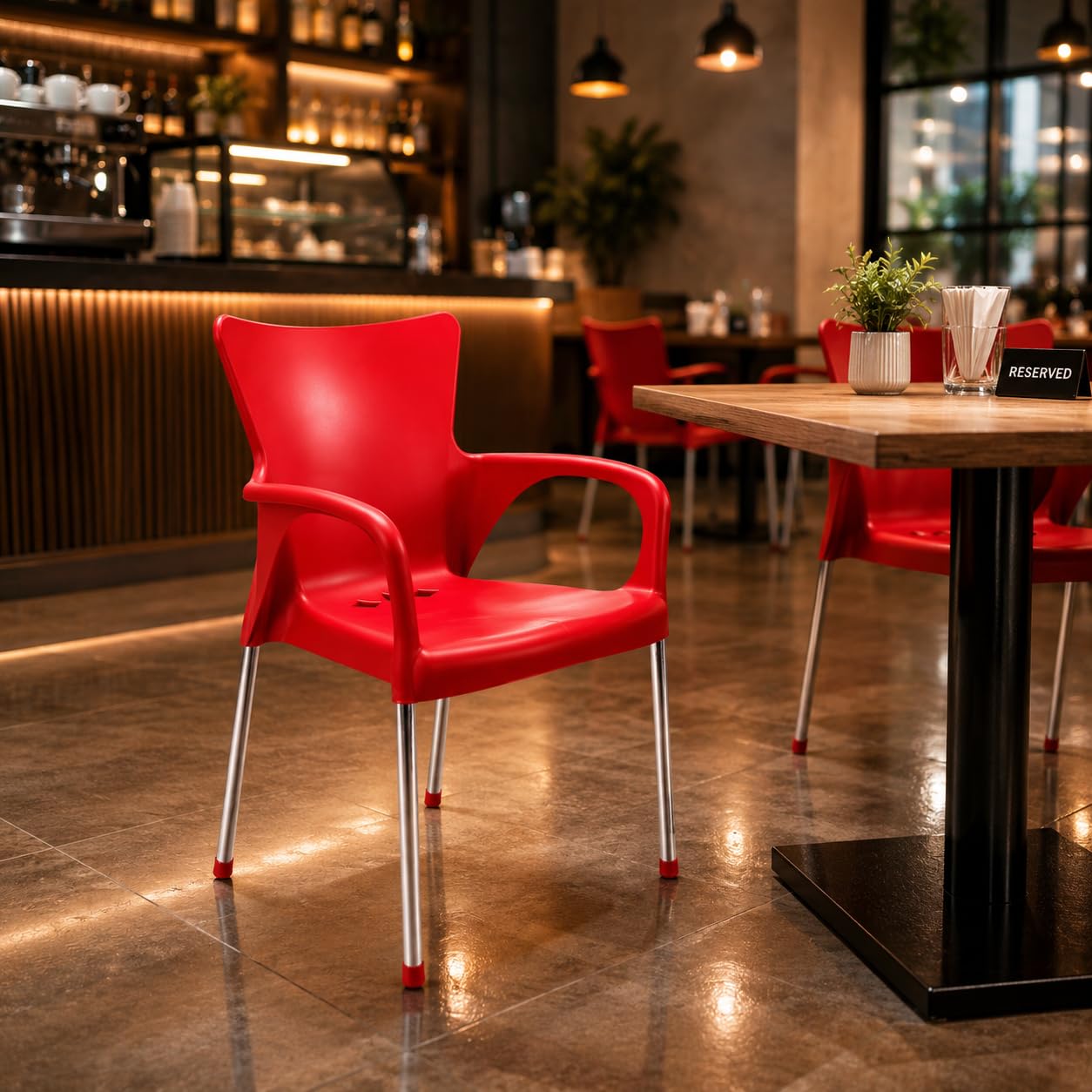 GURUBHAI EQUIPMENTS Dining Chair Restaurant Chair Cafe Chair for Home Dining Room Indoor Outdoor Seating (CHR-RD-HH-PK4)