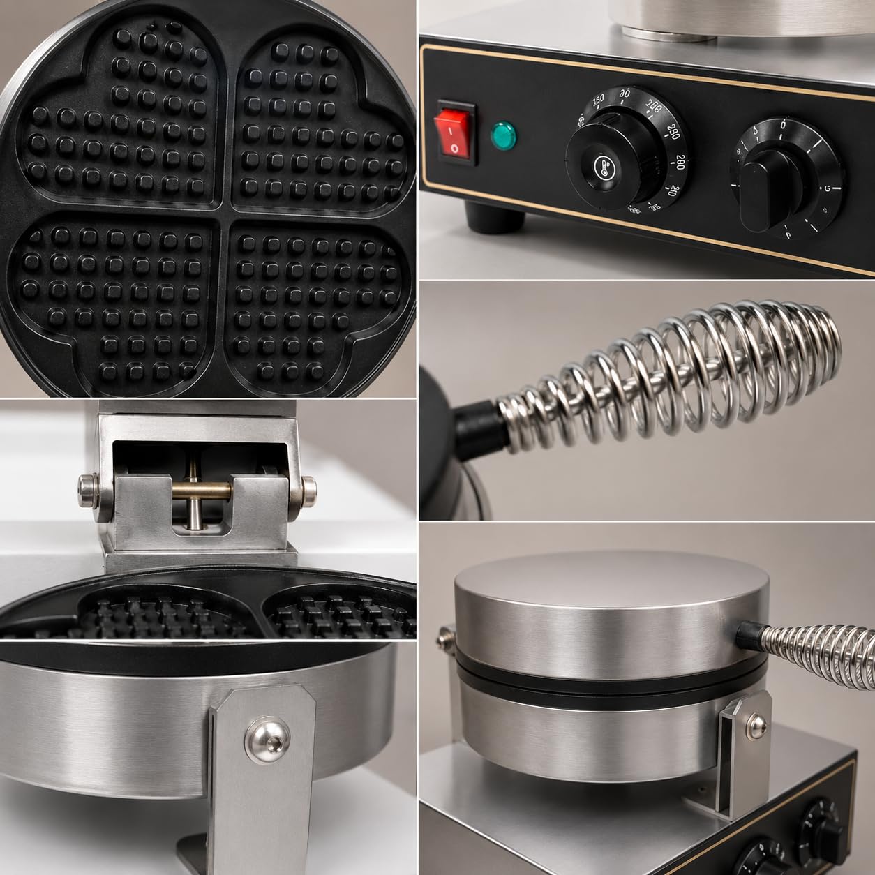 Gurubhai Equipments Commercial Waffle Maker Machine, Electric Belgian Waffle Baker, Professional Waffle Machine for Cafe Bakery Restaurant Food Stall