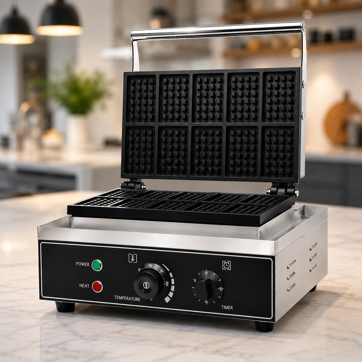 Gurubhai Equipments Commercial Waffle Maker Machine, Electric Belgian Waffle Baker, Professional Waffle Machine for Cafe Bakery Restaurant Food Stall